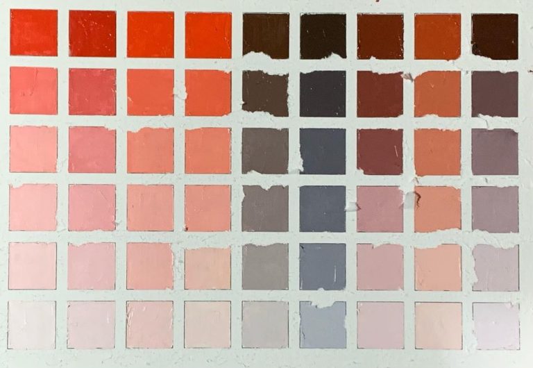 Read more about the article Cadmium red light mix sheet; 3 of 10. Iâ€™m seriously not happy with the tear out