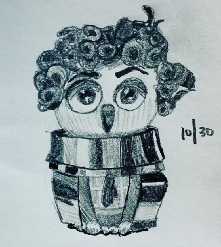 Read more about the article Day 425. Owl. Doctor Hoo, the fourth doctor as designed by Kelsey Wailes.