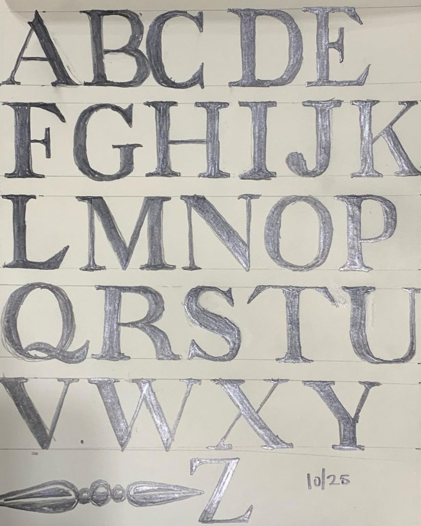 Read more about the article Day 55. Caslon from a Rob Roy Kellyâ€™s â€œ100 Wood Type Alphabetsâ€, samples of 19th