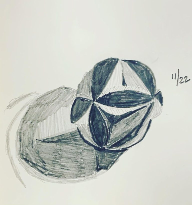 Read more about the article Day 83. Merino felt Amish puzzle ball that I made for myself to use as a pin cus