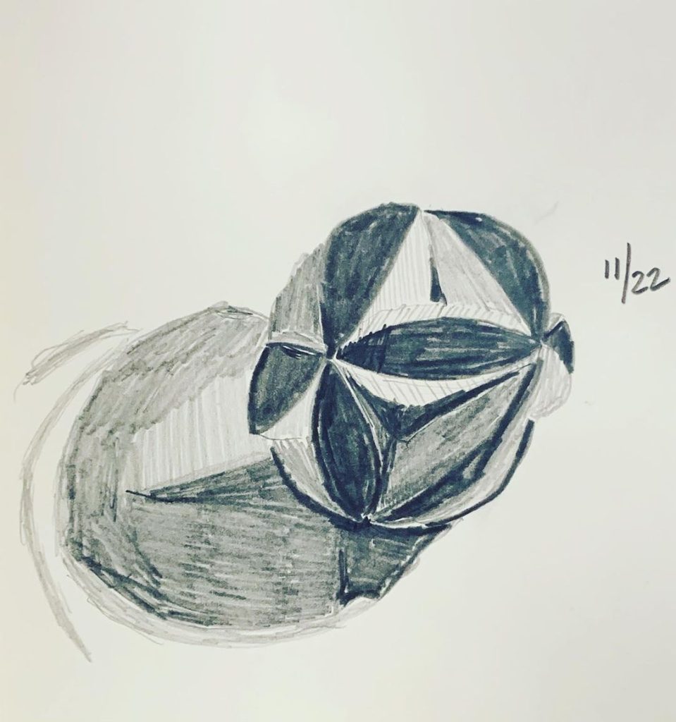 Read more about the article Day 83. Merino felt Amish puzzle ball that I made for myself to use as a pin cus