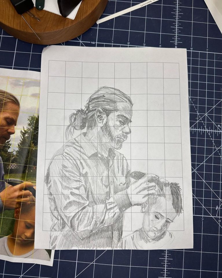 Read more about the article Grid demo for studio art and drawing classes this week.