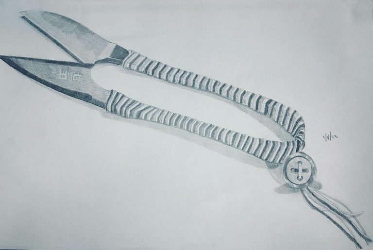 Read more about the article More classroom demo work. The thread snips drawing/enlargement is 21ish inches l