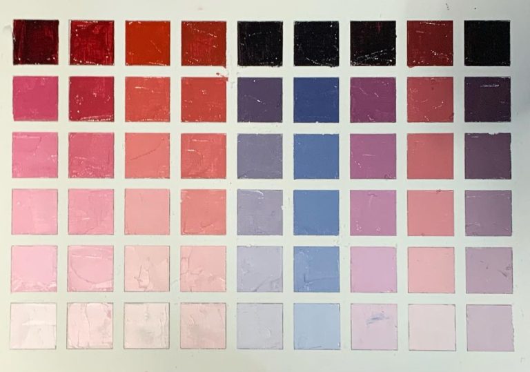 Read more about the article The alizarin crimson mix; sheet 2 of 10. Oil on Strathmore 400 paper.