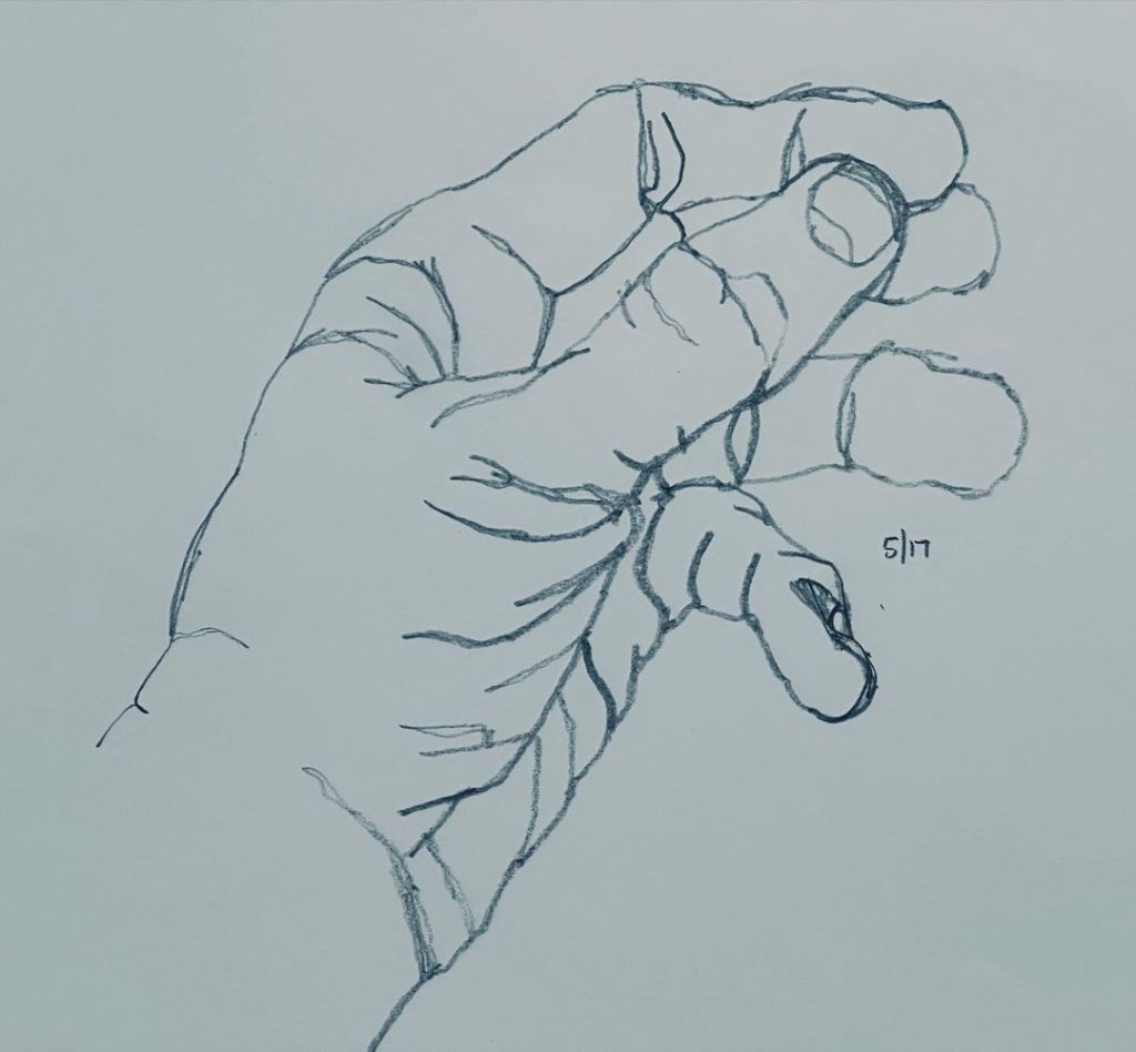 Read more about the article Day 1,355, continuous line, non dominant hand, study break from the month oâ€™ sku